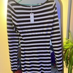 Frankie's Bikinis Brown and White Striped Mini Dress